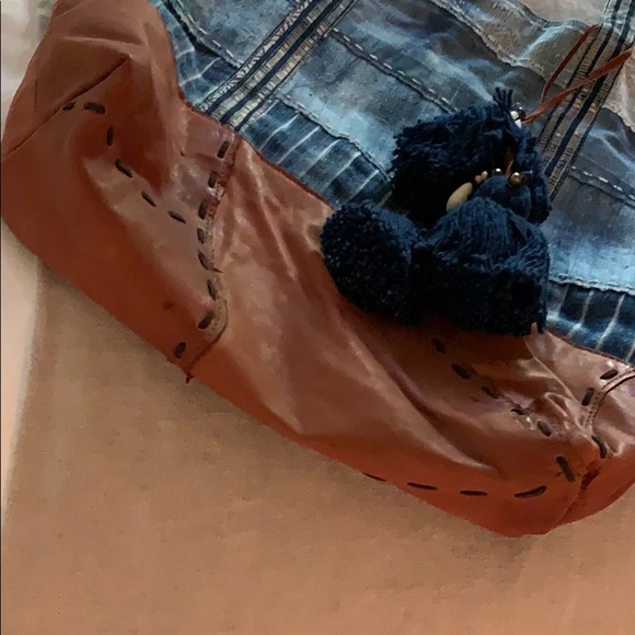 Sundance denim and leather tassel handbag - Picture 2 of 7